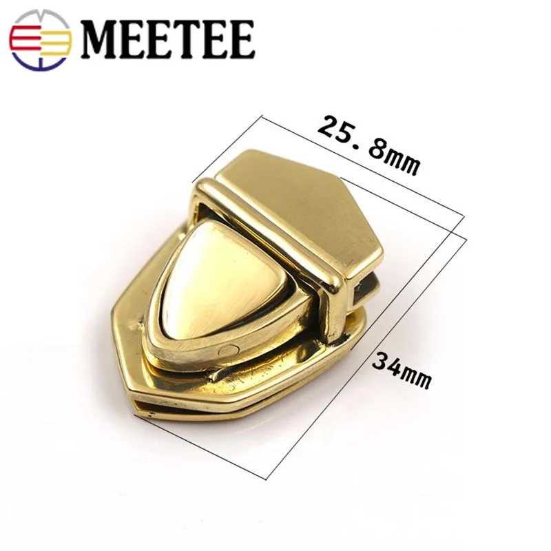 Meetee 1/2/5 шт 34x25 мм латунный замок с язычком застежка поворотным переключателем