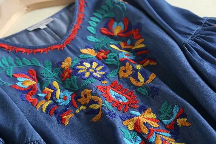 Джинсовое платье с оборками и вышивкой, женское повседневное летнее джинсовое платье миди с коротким рукавом, хлопковые милые светло-голубые Модные платья с v-образным вырезом