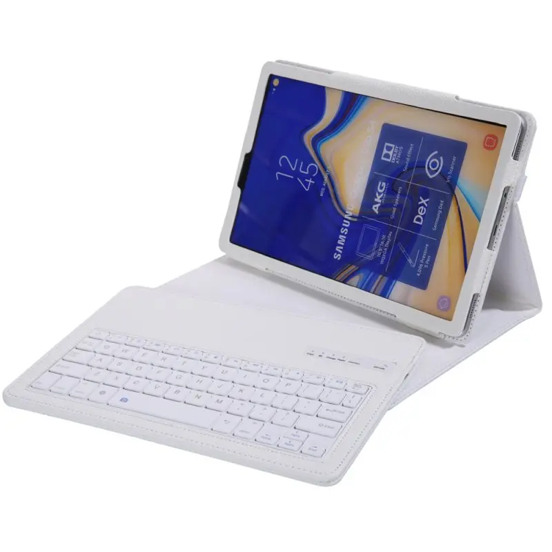 Кожаный чехол Премиум для Samsung Galaxy Tab S4 10,5 T830 T835 SM-T830 SM-T835 покрытия принципиально Капа с Съемная клавиатура Bluetooth - Цвет: Белый