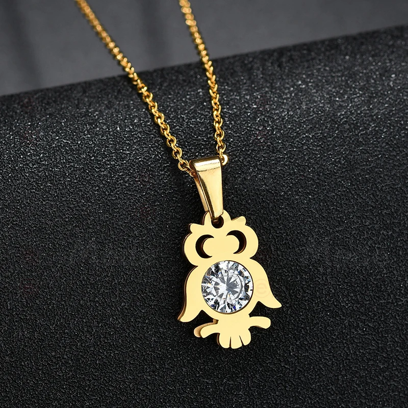 ELSEMODE Очаровательное ожерелье с кулоном в виде совы из фианита для женщин