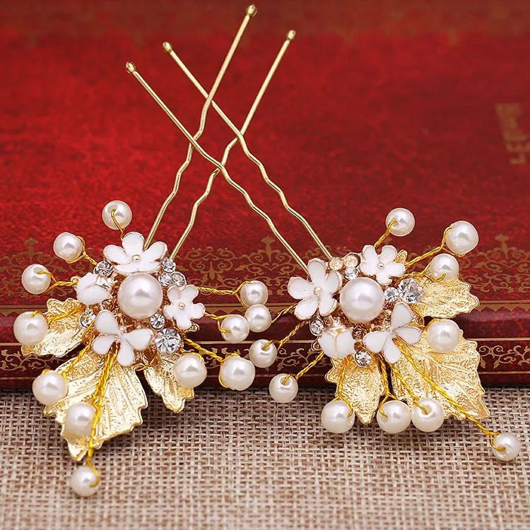 HIMSTORY 6 шт. ручной работы искусственный жемчуг цветок и листья свадебные заколки