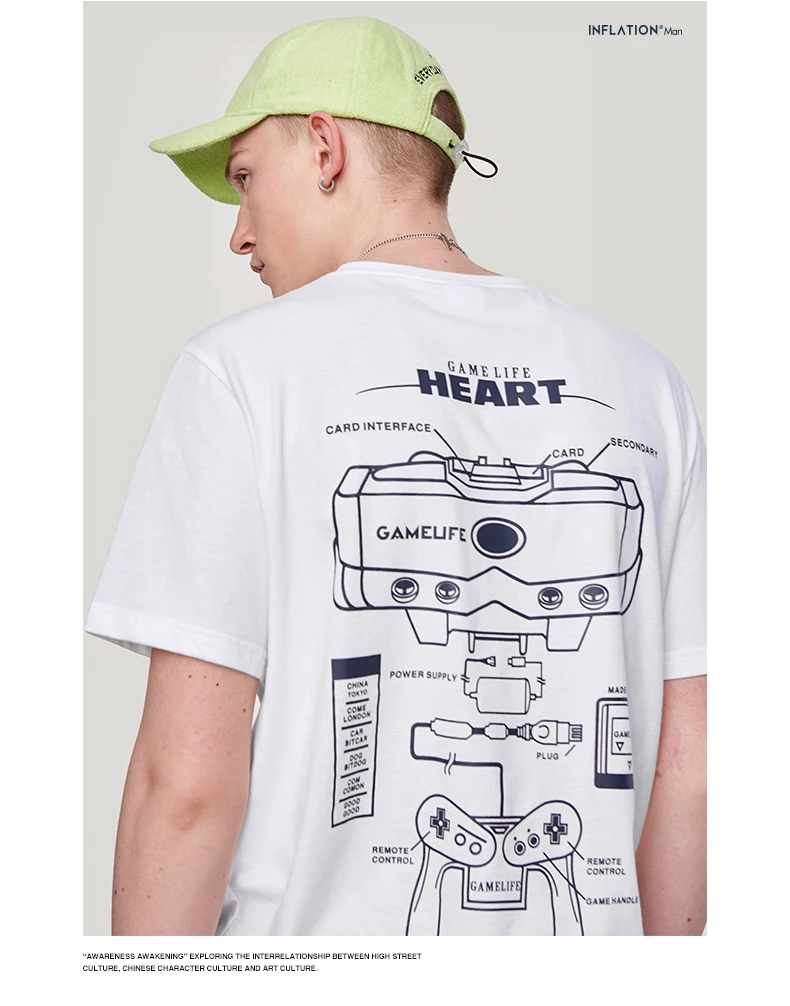 Инфляция Мужская футболка с принтом забавная футболка Streewear Мужская футболка с коротким рукавом мужские футболки Повседневная пара топы футболки 91334 S