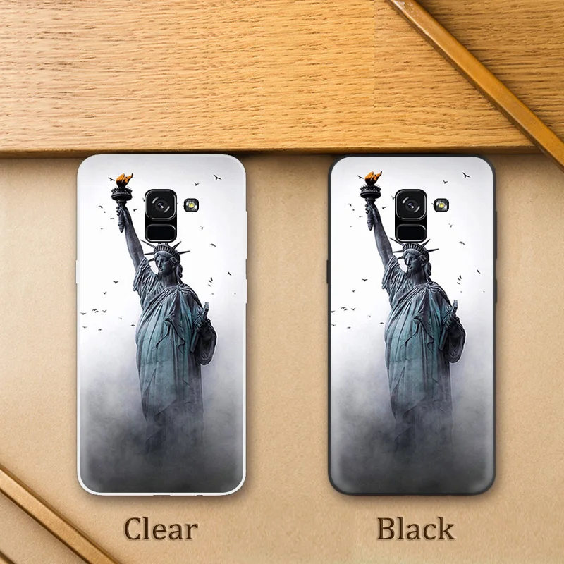 Мягкие TPU для samsung Galaxy A7 2018 A7300 Ясно задняя крышка 6 0 дюймов черный матовый