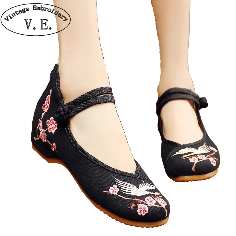 Women Canvas Embroidery Shoes Vintage Chinese Ladies Casual Ballet Flats Comfort Woman Cotton Ballerinas Zapatos Mujer | Обувь