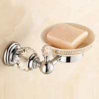 luxury golden wall soap holder decorative crystal bathroom accessories metal basket shower soap dish retro brass soap box 4553k