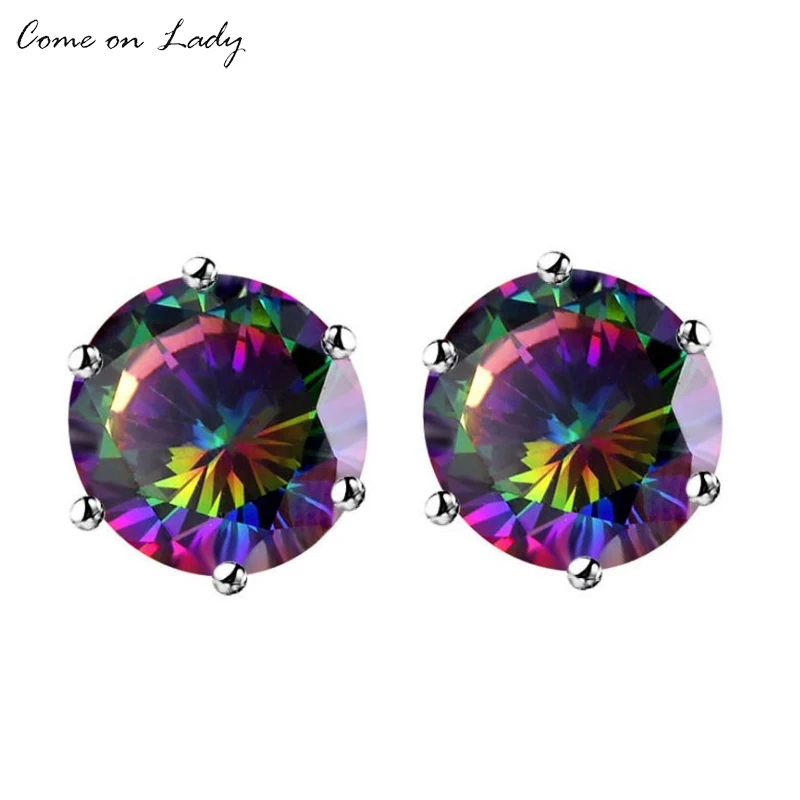 Женские серьги гвоздики с фианитом 8/10 мм|stud earrings|zircon stud earringsstud earrings for women |