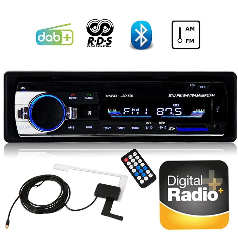 Авторадио аудио mp3 плеер tereo DAB + ЖК дисплей 1 DIN RDS Bluetooth FM AM USB SD слот для карты