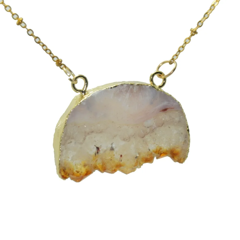 Желтое сырье скопление кристалл натуральный кусок druzy кварца ожерелье горный