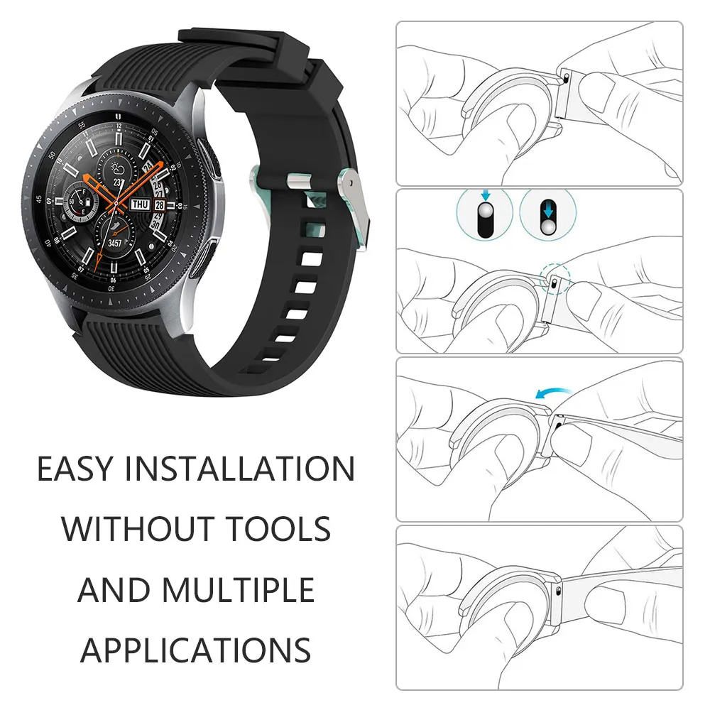 Силиконовый ремешок для Samsung Galaxy Watch 46 мм спортивный сменный Ремешки наручных
