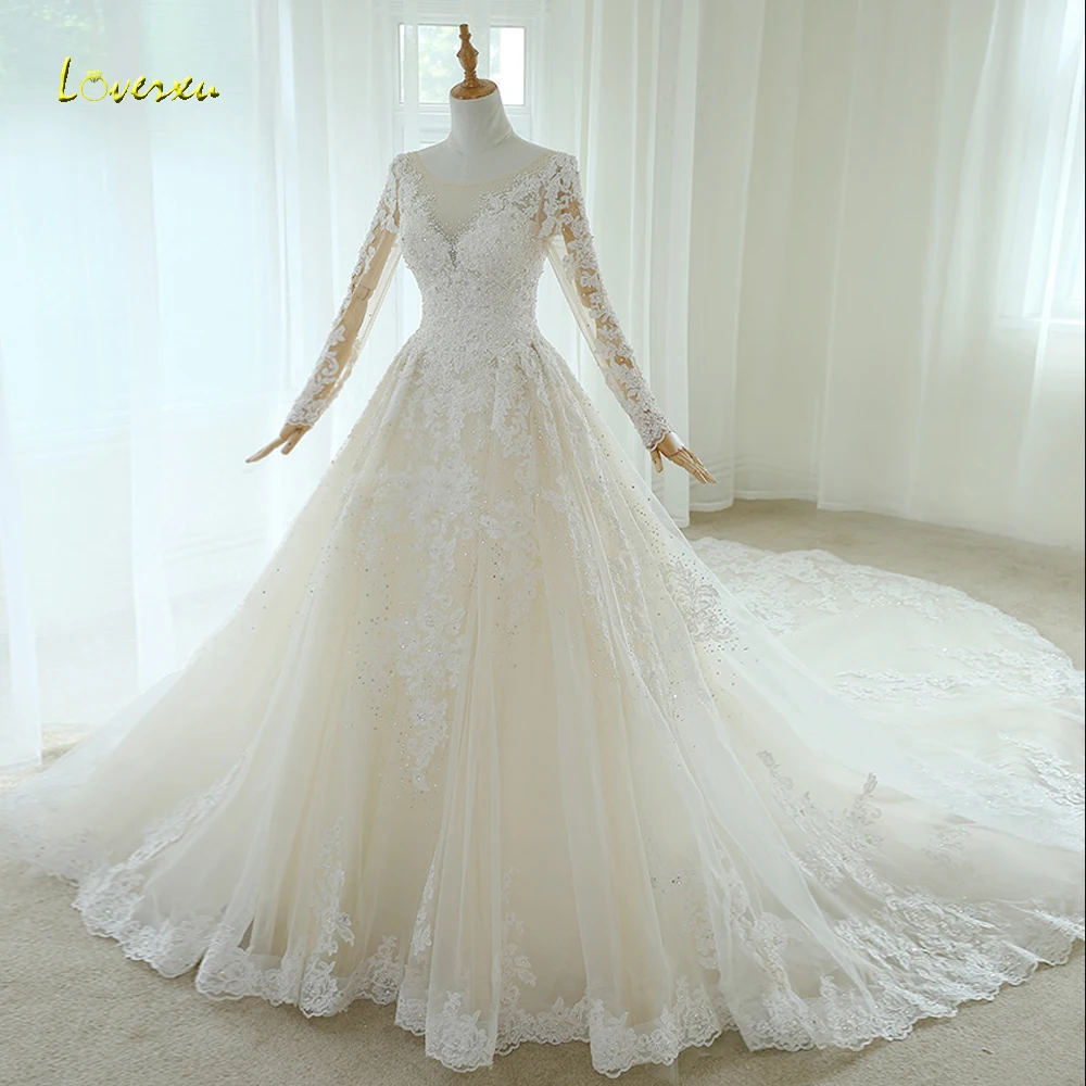 Свадебное платье с длинным рукавом Loverxu Vestido De Noiva кружевное винтажное