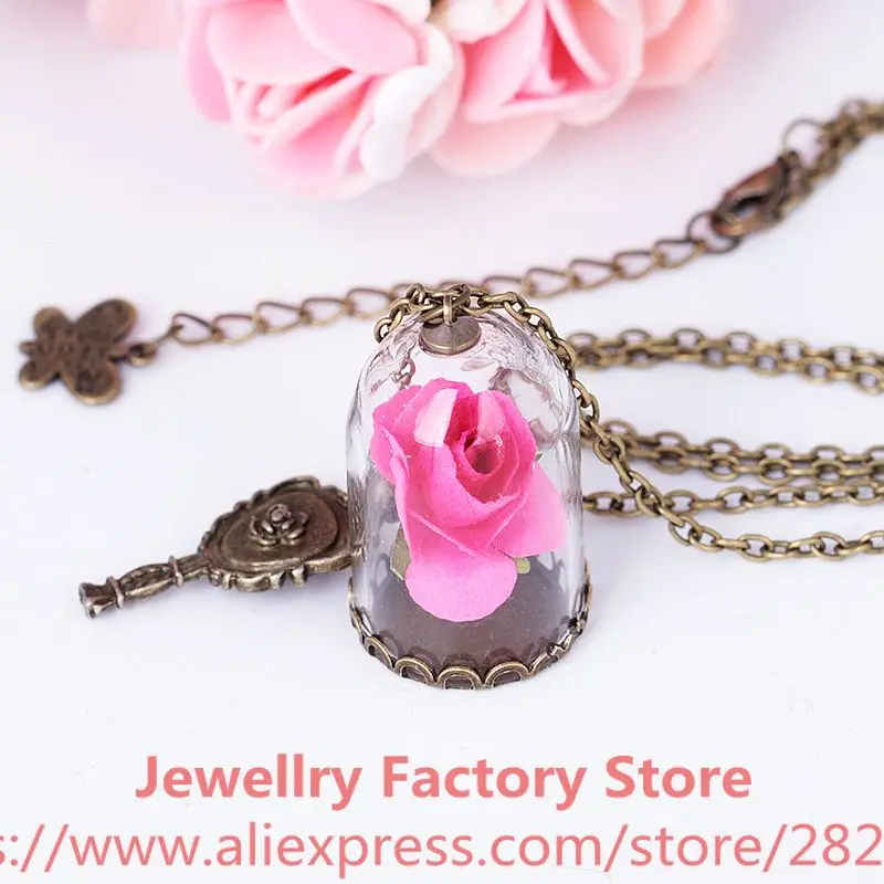 150 шт./лот ожерелье Красавица и Чудовище Заколдованная Роза в террариуме