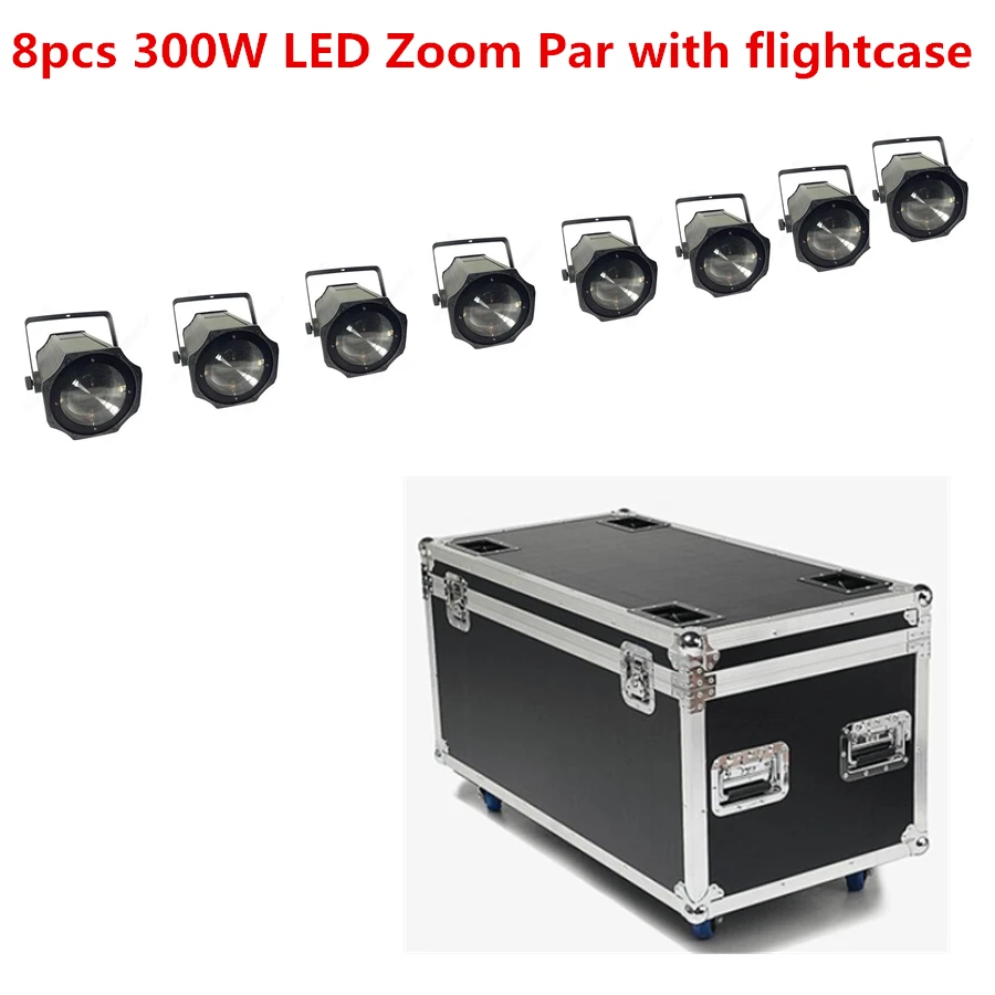 

8X LED Zoom 300W COB LED Par Light with flightcase 5-50 Degree 3200K Warm White White/ RGBW 4in1 Stage Disco Light led Par 64