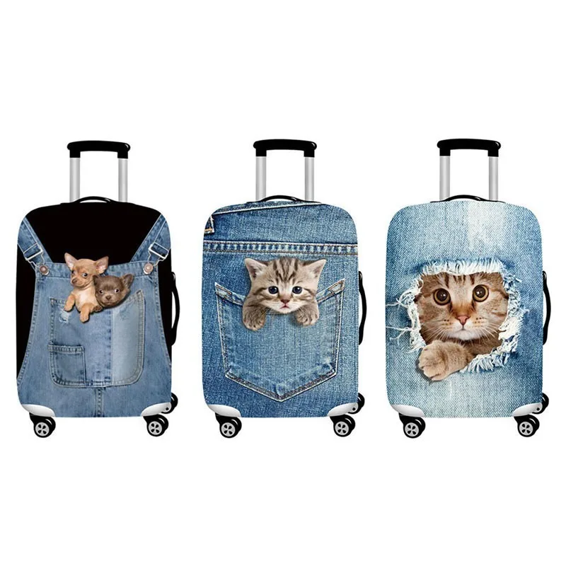Защитный чехол с 3D рисунком для путешествий и багажа милый кошкой собакой 18 32