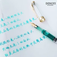 dingyi plastic clean transparent fountain pen 0 50 38mmcurved nib art writing calligraph piston ink pen school office supplies