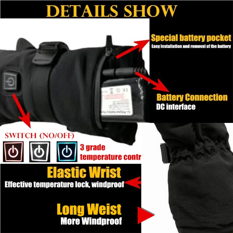 Умные перчатки с электрическим подогревом лыжные сенсорным экраном