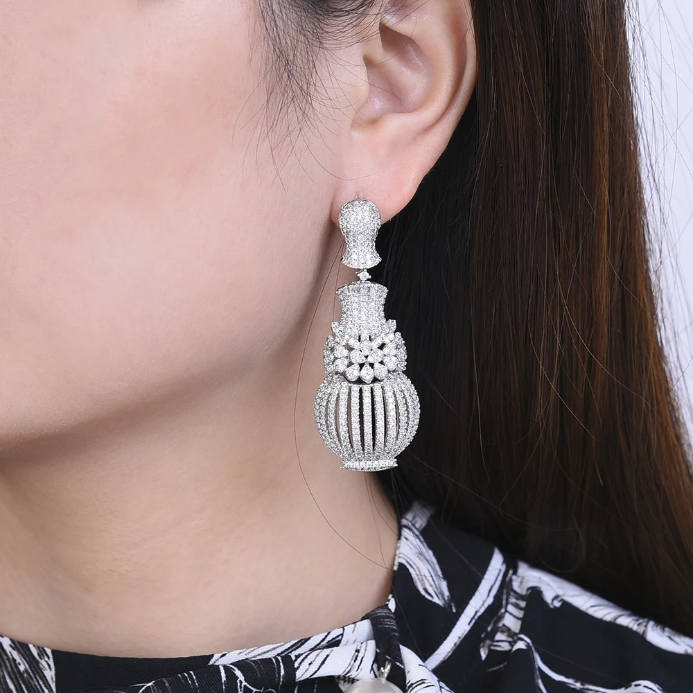 Missvikki блестящие привлекательные серьги подвески в форме вазы с фианитом для