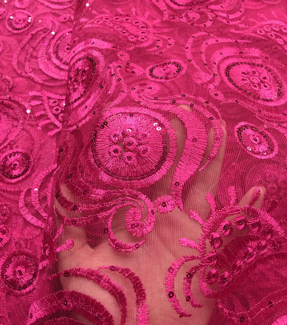 Французская вышитая кружевная ткань 2018 новейшая африканская сетка fuschia тюль с