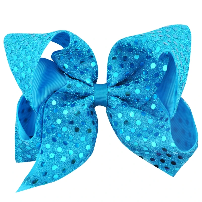 6 Inch Solid Color Sequin Hair Bows Grosgrain Ribbon Hairgrip Alligator Clips Headwear Bowknot Children Girls Accessories | Аксессуары
