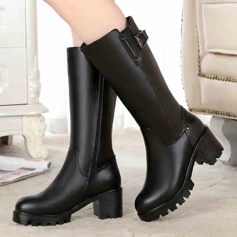 SONDR/Плюшевые высокие сапоги резиновые на платформе botas mujer invierno Цвет черный