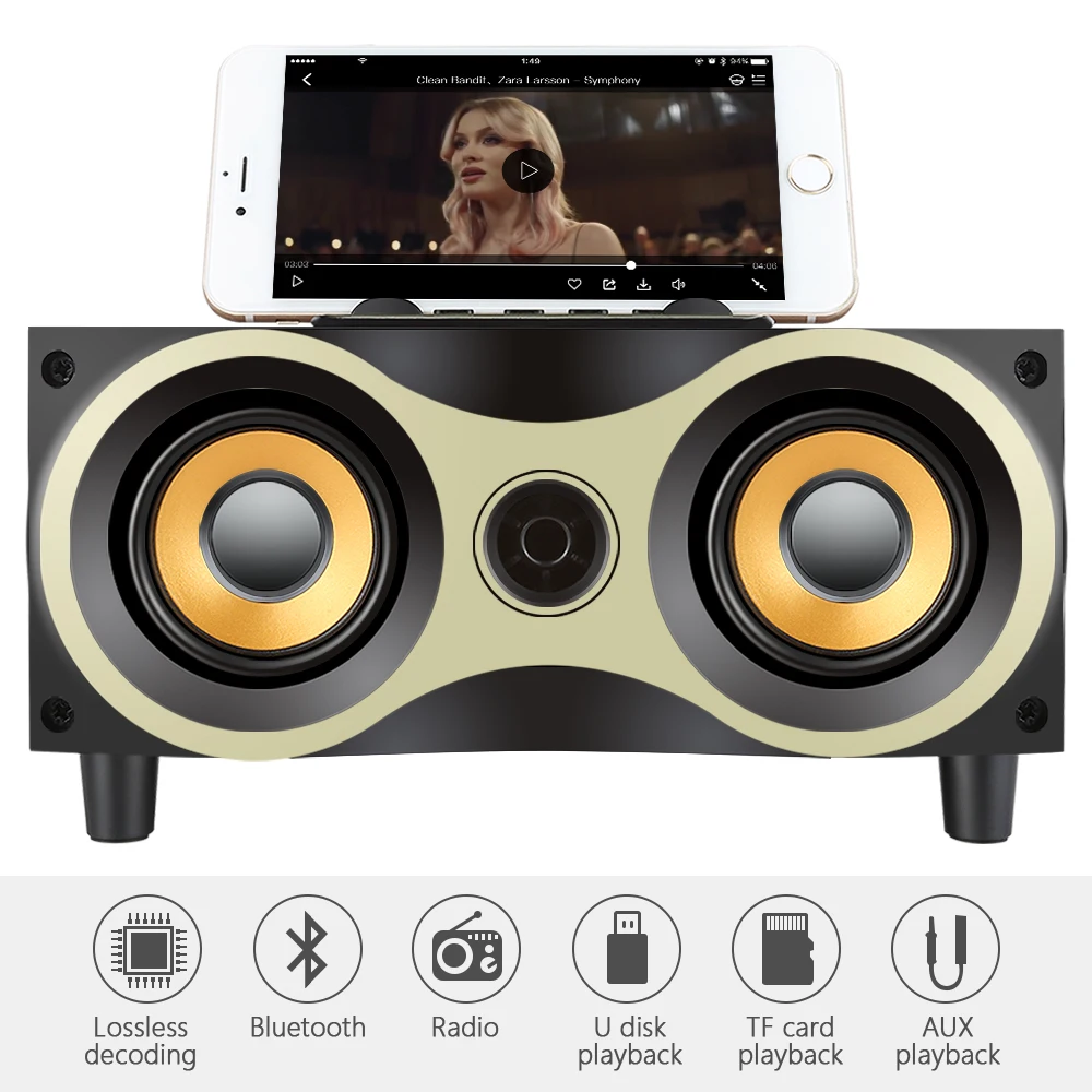 Bluetooth Колонка деревянная Портативная колонка HIFI бас динамик сабвуфер fm радио