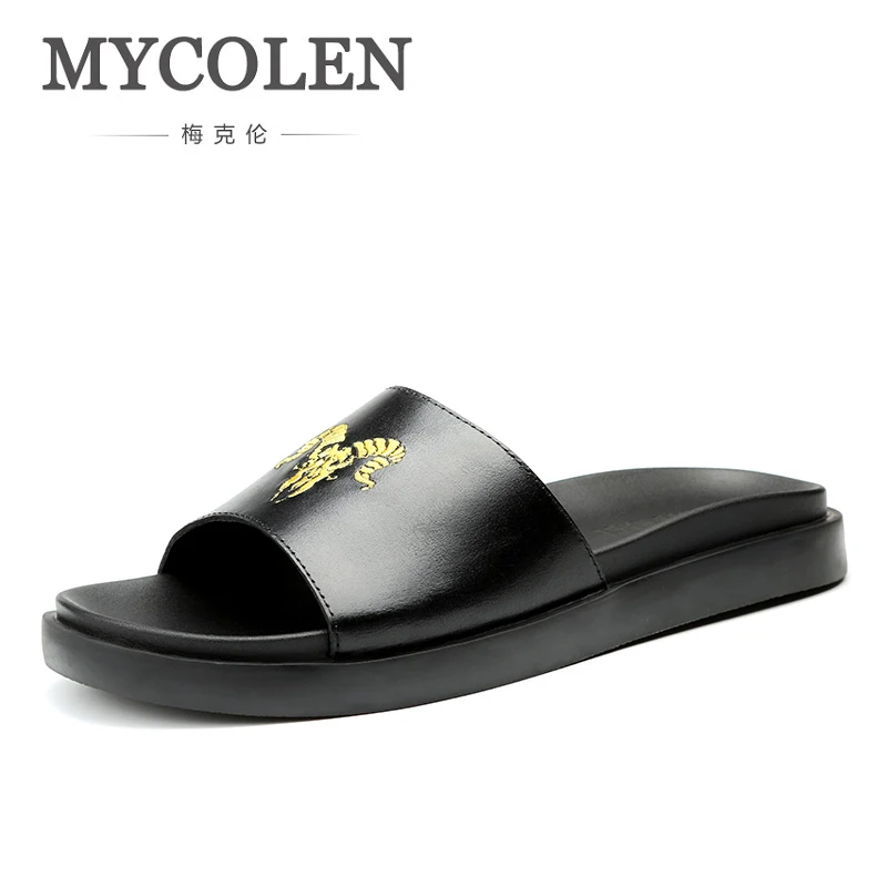 MYCOLEN/2018 Модные слипоны качественные летние шлепанцы мужские повседневные