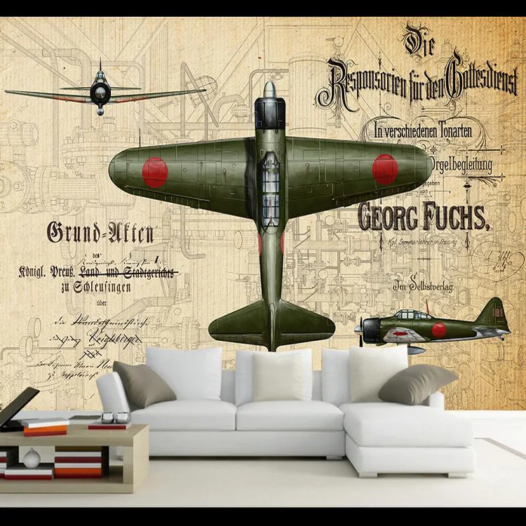 

Custom 3d mural Living room 3D military retro graffiti wallpaper bar KTV Internet cafes clothing store model plane stereo mural