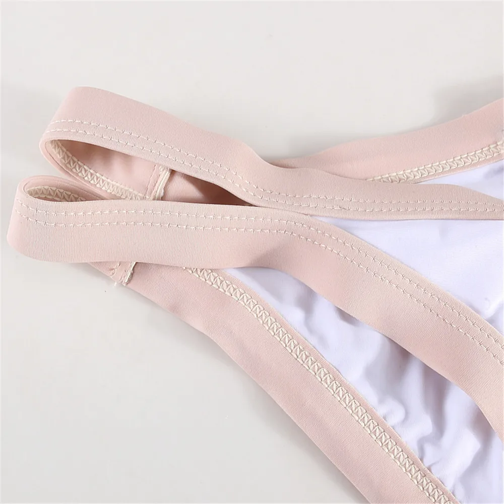 SP &amp CITY простой двухцветный лоскутный набор Пуш-ап бикини сексуальный стринги