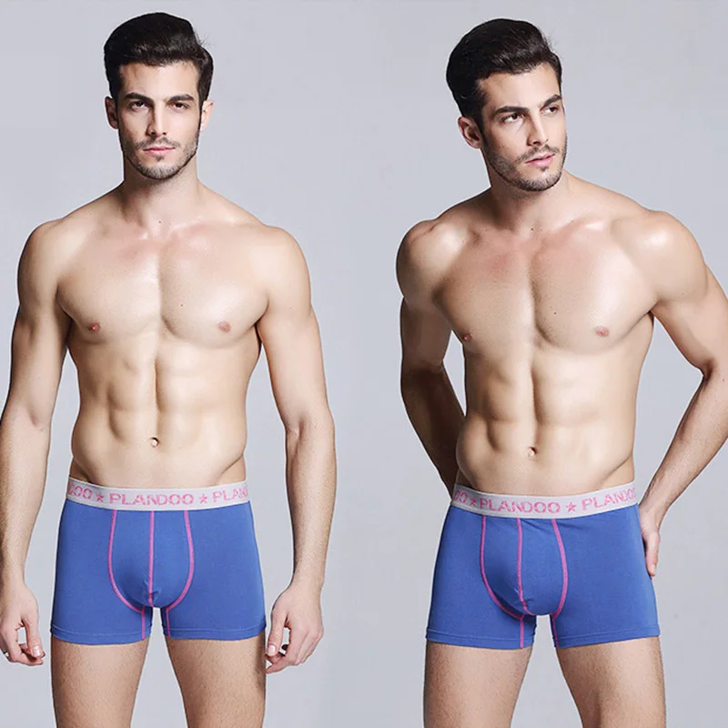 PLANDOO 2017 Моды Мужской Underwear Специальные U Выпуклая 4 Шт. Пакет 100% Хлопок Боксер Шорты