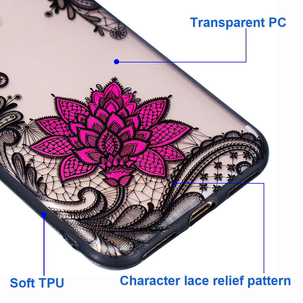 JONSNOW Floral Case for Apple iPhone 7 6 S 6S 8 Plus X Emboss Rose Lace Fashion Phone Protective Back Cover 5 5S SE |