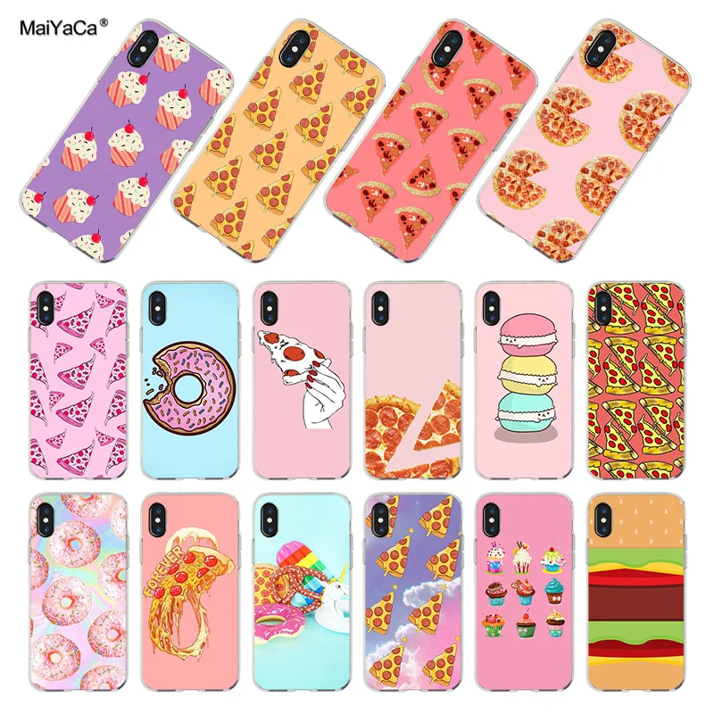 Прозрачный мягкий чехол для мобильного телефона MaiYaCa Delicious Cake Pizza Sushi iPhone x xs max xr 8