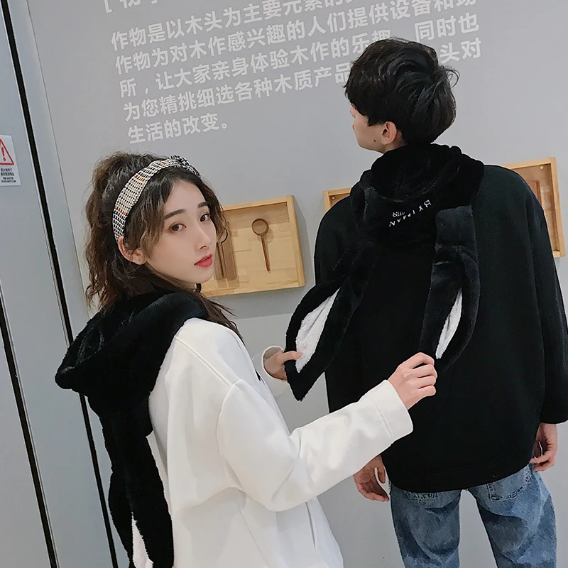 Мужская толстовка с капюшоном повседневная свободная кроличьими ушами в