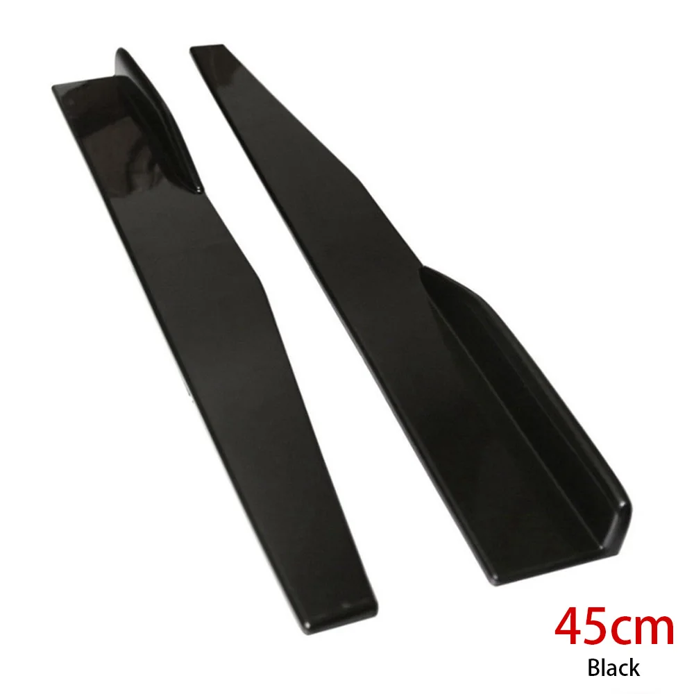 45cm Black Тюнинговая автомобильная универсальная боковая юбка удлинитель рокер сплиттеры Winglet Wings Canard диффузор - Цвет: 45cm Black