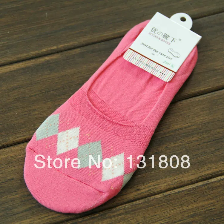 Women`s Diamond No Show Cotton Socks Low Cut Ankle Invisible Sock Women Elite Stealth Sox Slippers 5 Color Mix 10pairs/Lot 1425 | Женская