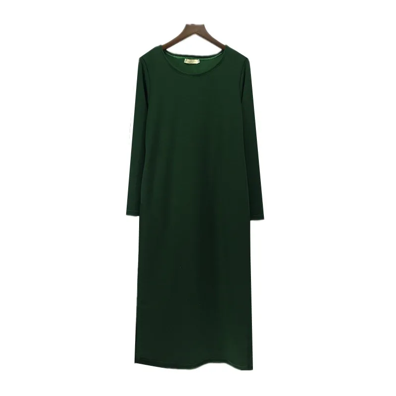 2020 модное женское осеннее платье Утепленное зимнее с длинным рукавом и карманами