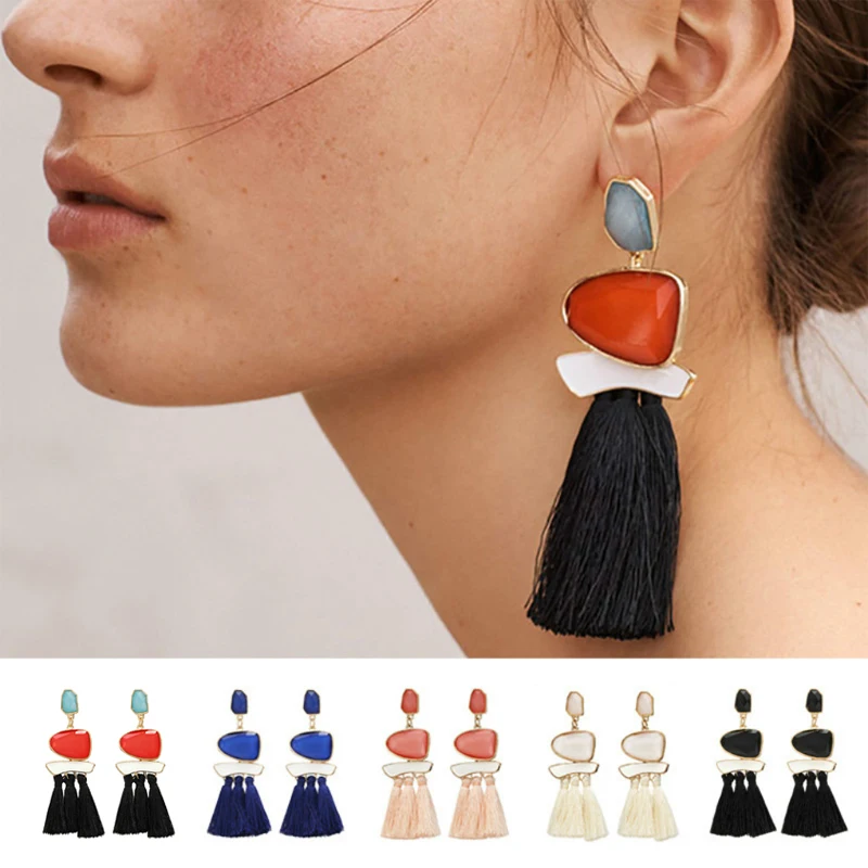 Bohemian Women Fashion Tassel Long Earring Vintage Multicolor Ear Accessories Hot Sales Wedding Party Folk Style Dangle Earrings | Украшения