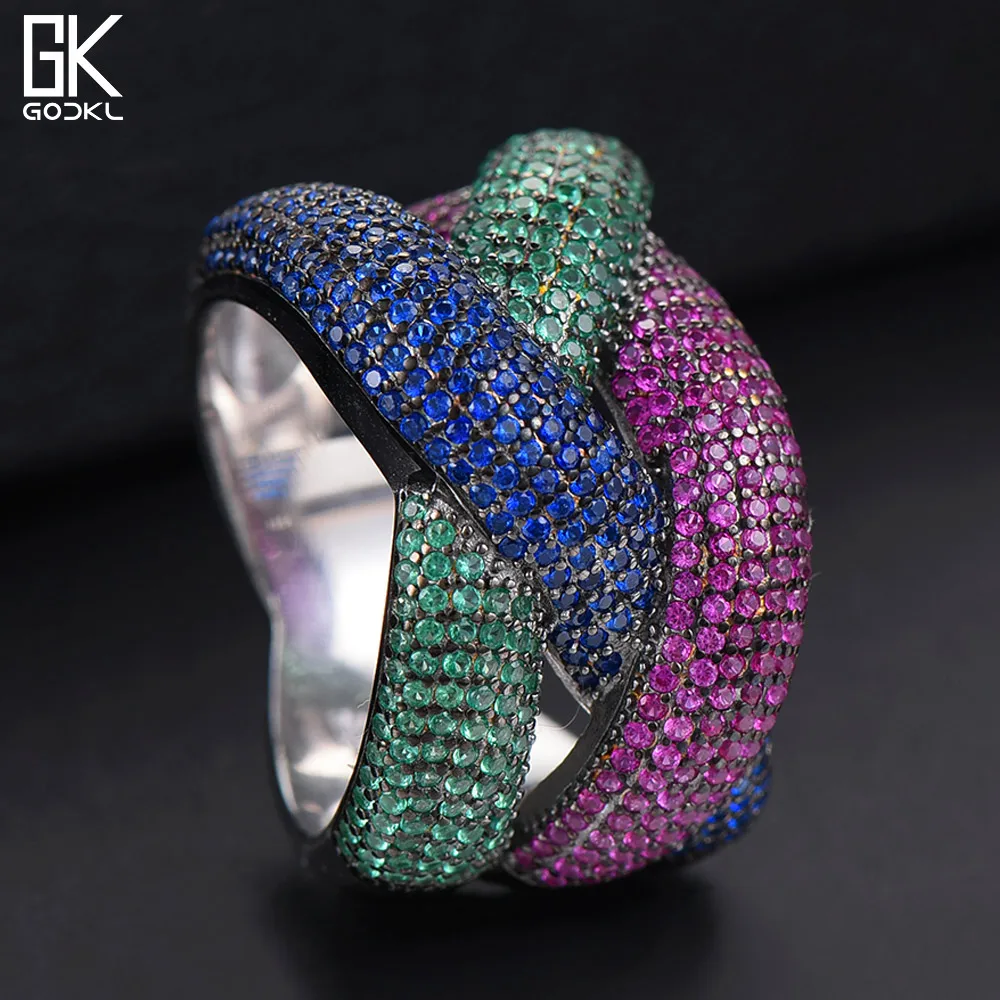GODKI Роскошные крест S925 стерлингового серебра стекируемые Ringsfor для женщин