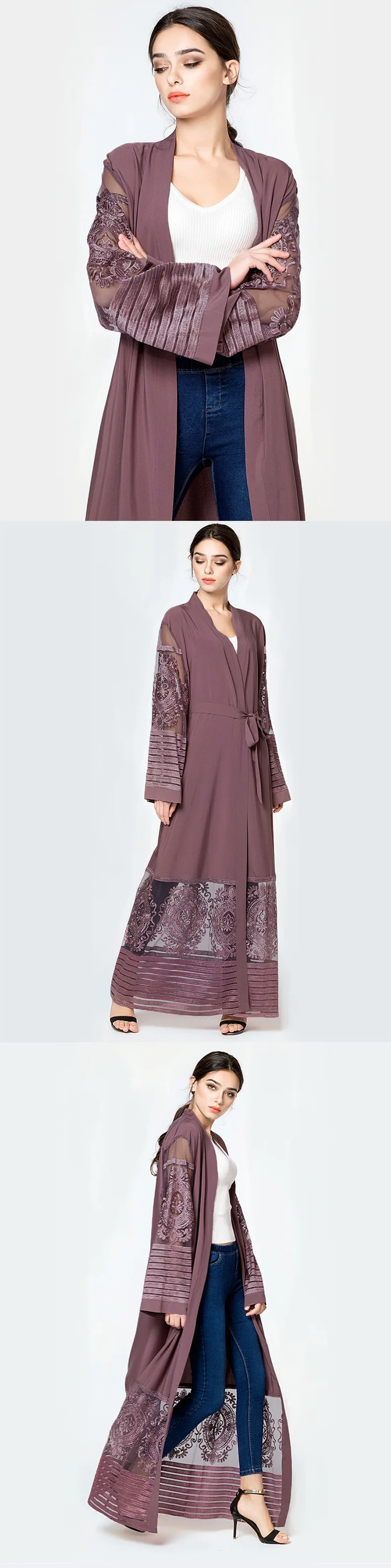 Большие размеры, Осенние Блузы Mujer De Moda abaya, женские длинные шифоновые кружевные кимоно Mujer Roupa, корейская модная одежда, LJ257