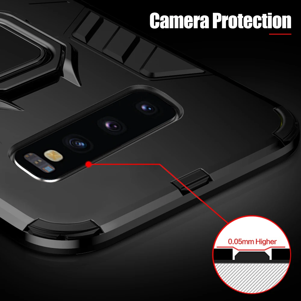 Luxury Shockproof Armor Case For Samsung S10 Plus Bracket Phone Cover S8 S9 Note 9 8 E S 10 | Мобильные телефоны и