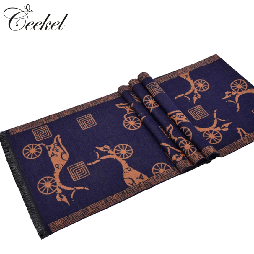 Китайский Стиль Старинные Перевозки Печатных Зимой Теплый Шарф 180 Длина 30 Ширина