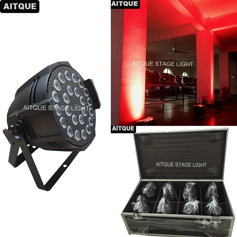 (8 светильников/чехол) светильник par 64 led 24x18 ватт 6 в 1 rgbwauv can 18 w dmx 512 fly чехол|Эффект