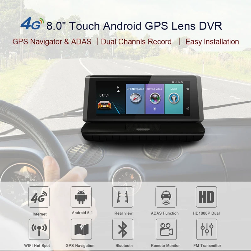 Junsun E35 автомобиля GPS навигации Android 5.1 ADAS 4 г Bluetooth dvr заднего вида Камера FM 8 дюймов