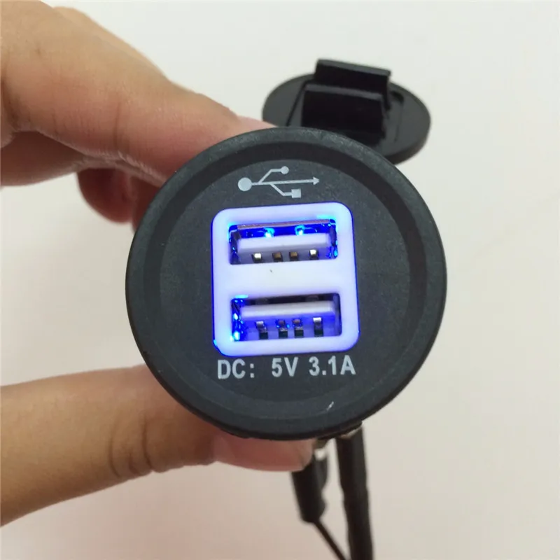 Синий светодиодный Автомобильный Прикуриватель разъем двойной USB зарядное устройство 2 порта выход адаптера питания 5 В 2.1A/1A прикуриватель
