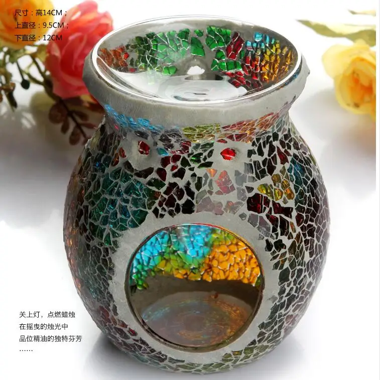 1 шт. мозаичная стеклянная Свеча держатель благовония горелка масляная лампа