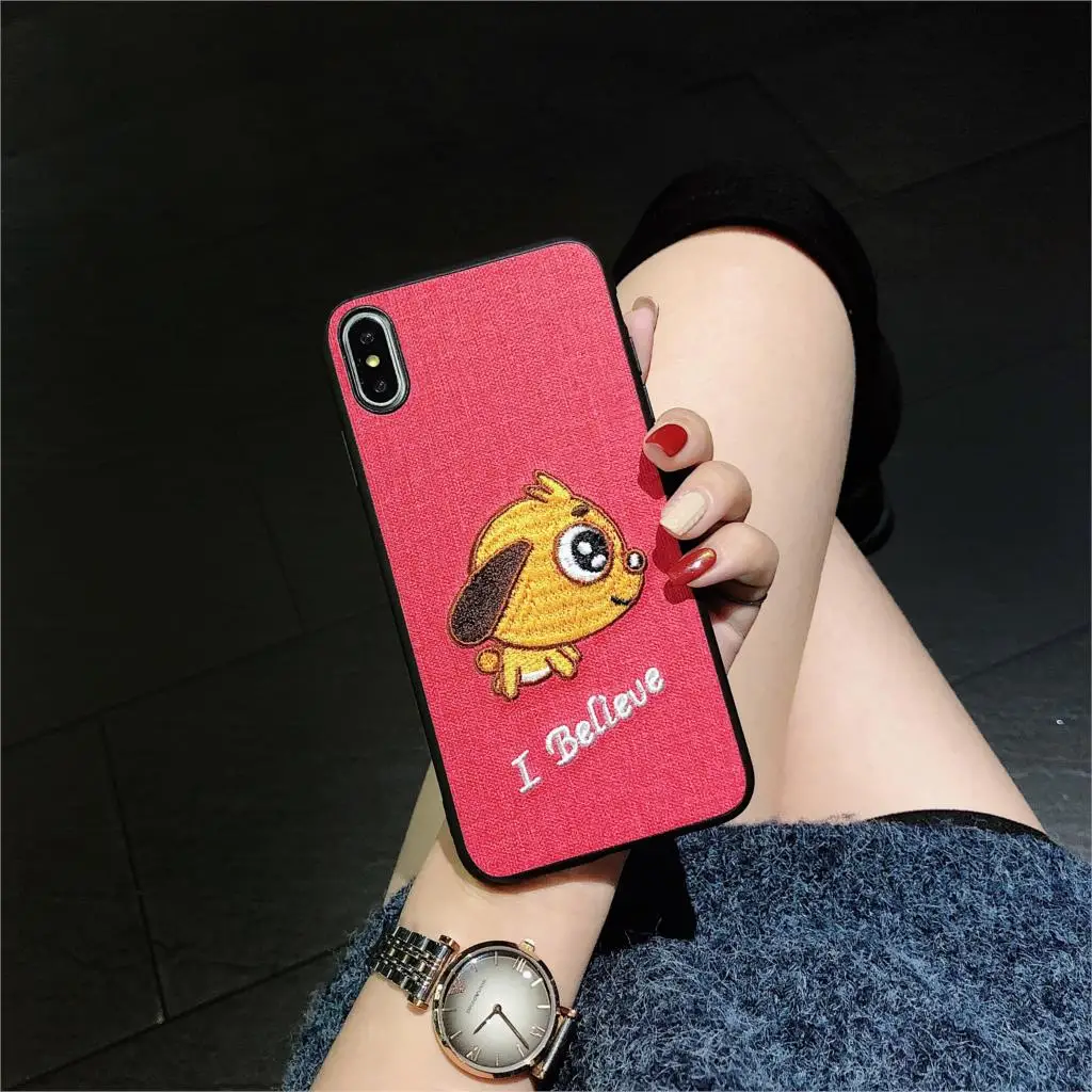 Beyour чехол для телефона с вышивкой собаки iPhone 6 6S 8 7 Plus симпатичной парой задняя