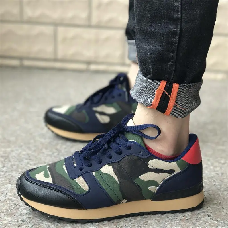 Mens Camo Lace Up Flats Sneakers Sport Shoes Casual Camouflage Breathable Unisex 4Styles A701 | Обувь
