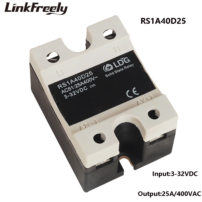 Миниатюрное Однофазное реле RS1A40D25 переменного тока SSR 25 А 5 В 12 24 входной выход 42-440