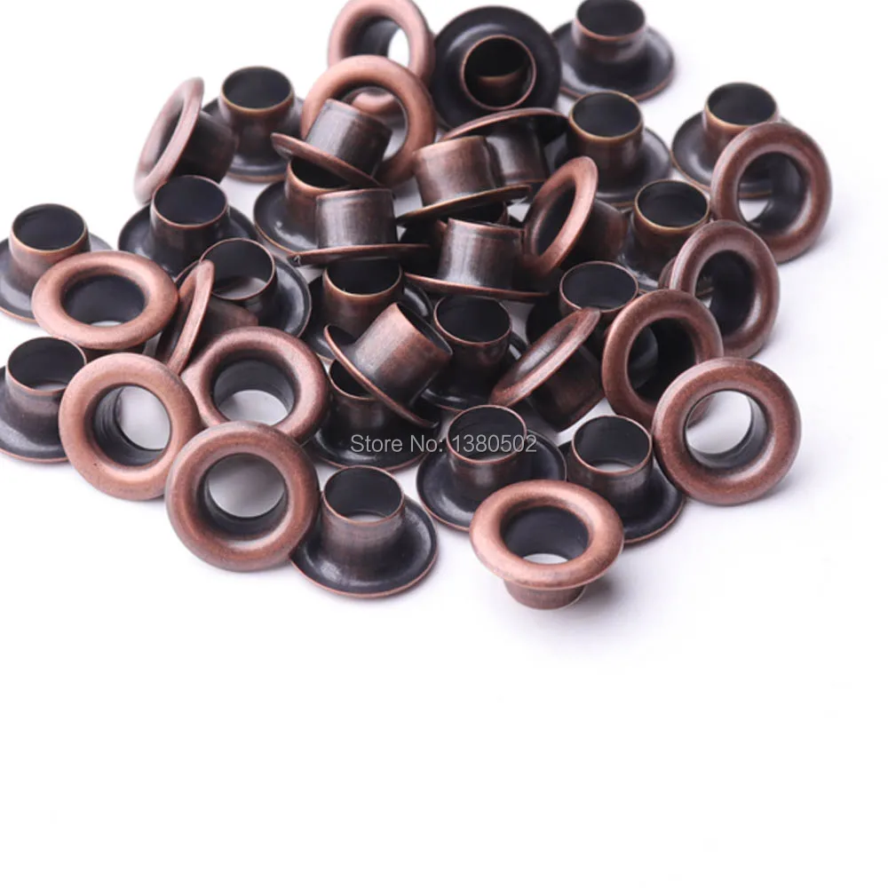 

100pcs/lot 9*4.5*4mm copper color metal garment Eyelets with washer for belt clothes bag shoes accessories