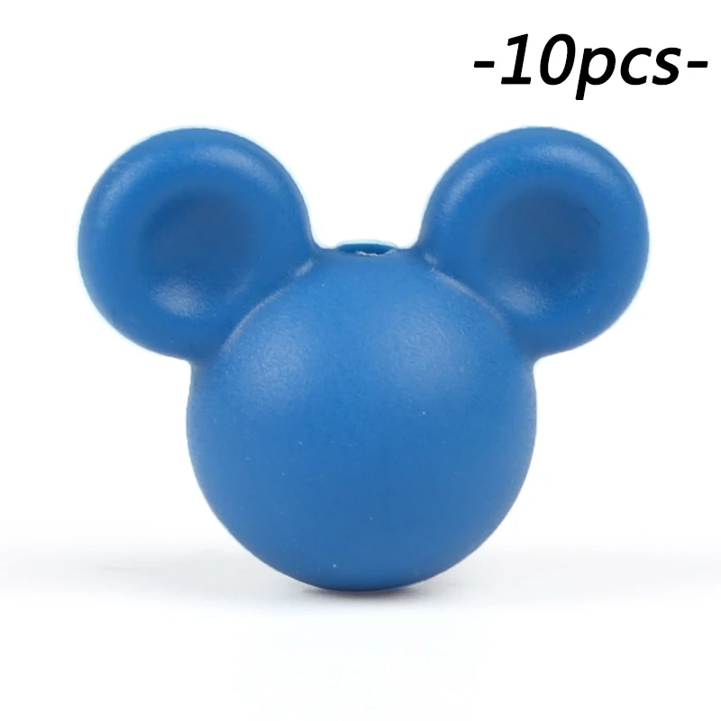 Vivid blue LOFCA 10 шт./лот Микки силиконовые бусины Детские Прорезыватели игрушка мягкая Жевательная прорезыватель BPA бесплатно DIY Шарм ожерелье пищевой ювелирное изделие - Цвет: Vivid blue