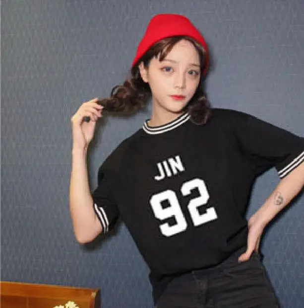 Женская Винтажная Футболка KPOP jin suga футболка с коротким рукавом и принтом в