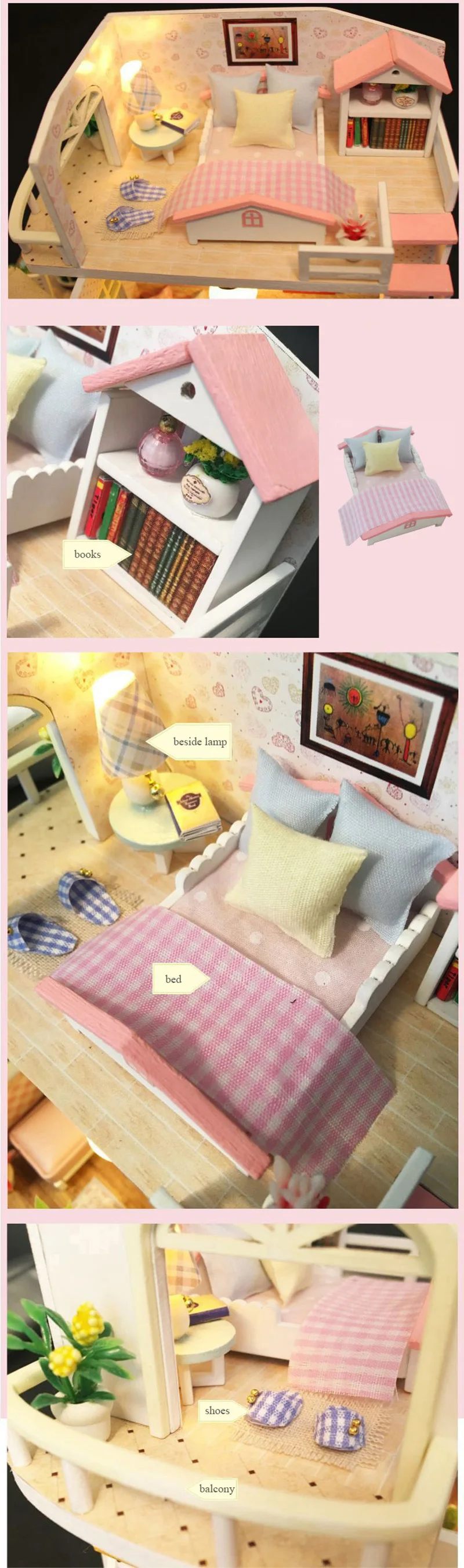 Кукольный дом DIY Миниатюрный Кукольный домик деревянная игрушка с мебелью ручной работы Каса интерактивные игрушки кукольные домики для детей подарок на день рождения